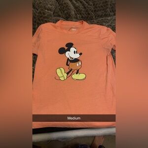 Disney womens Orange Mickey Mouse Tee